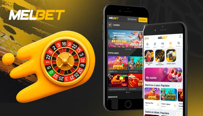 Lobby du casino mobile Melbet avec catégories de jeux